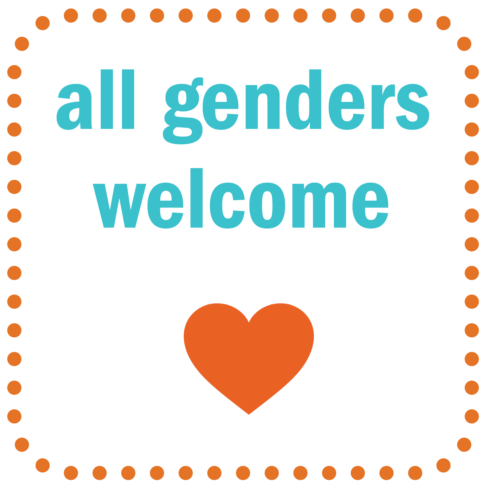 icon reading "all genders welcome"