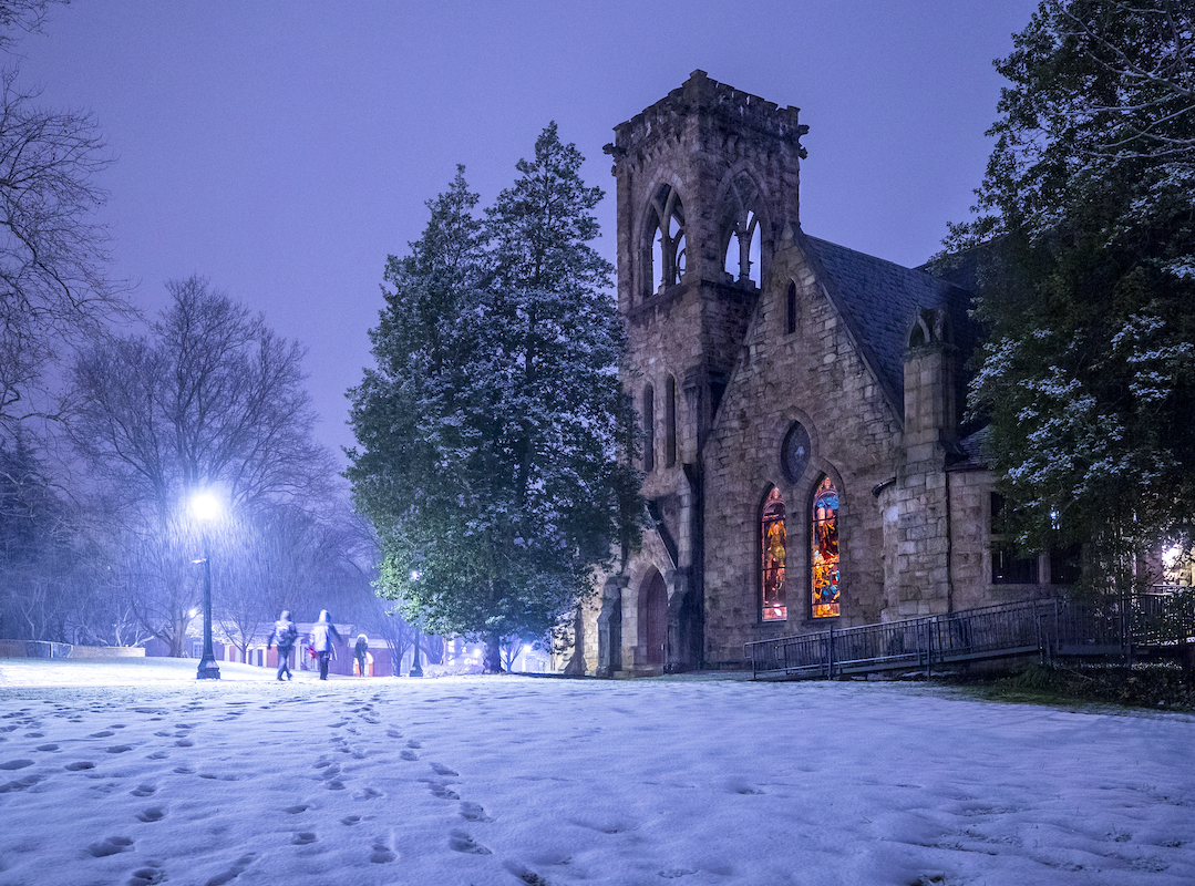 UVA chapel in snow
