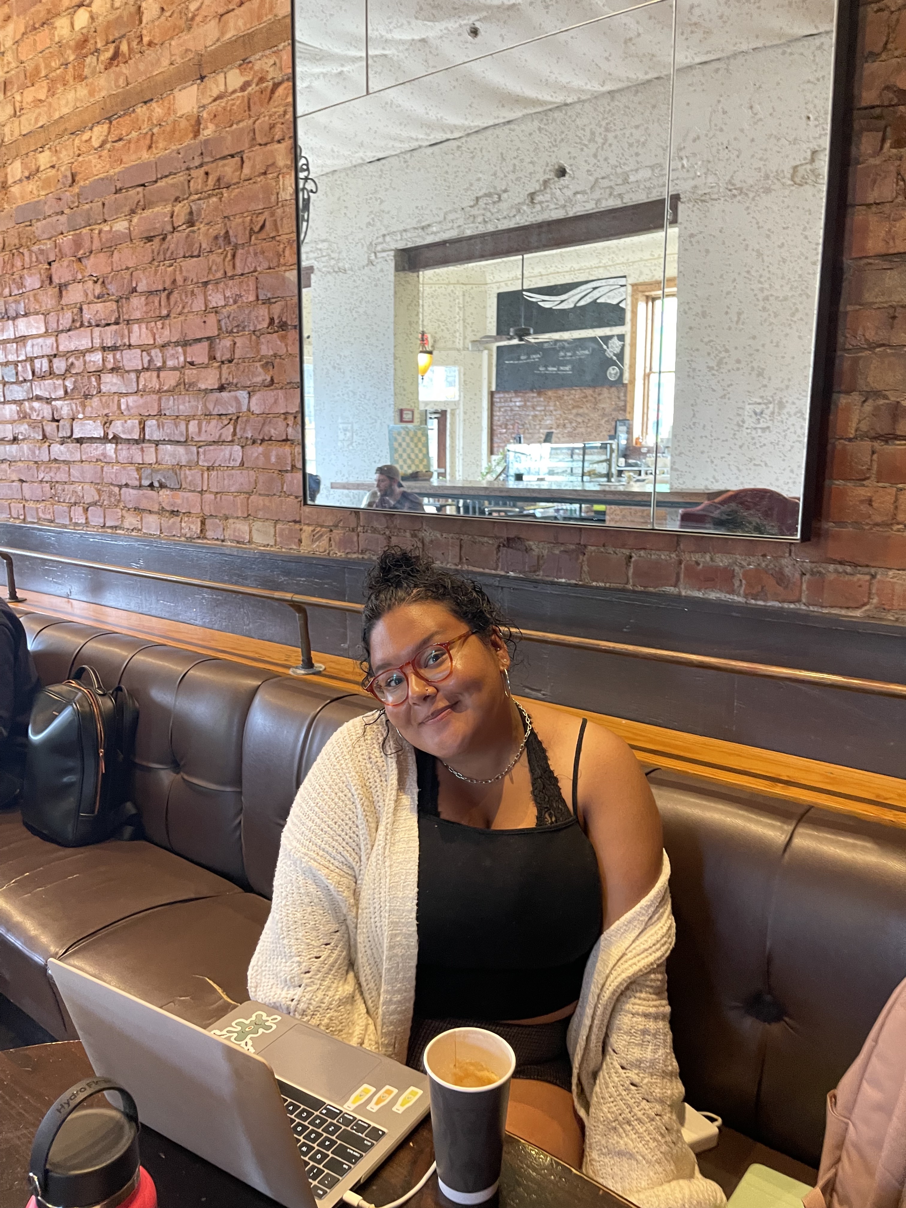 Minerva Martinez-Acosta in a cafe