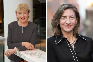 <p>UVA’s 2020 Distinguished Alumnae both graduated in 1979, Nancy Howell Agee from the School of Nursing and Marion Weiss from the School of Architecture. Photos Courtesy of Carilion Clinic and WEISS/MANFREDI.</p>

