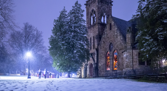 UVA chapel in snow