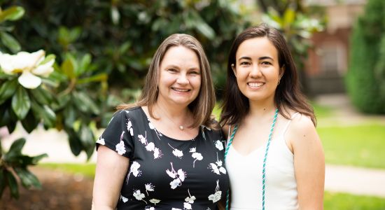 Photo of Abigail and Abby Palko at 2023 Women's Center graduating students open house.