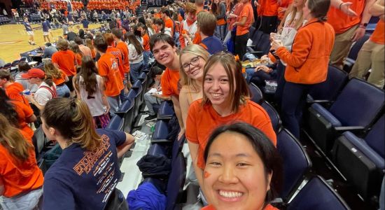 Selfie taken at UVA basketball game in stands